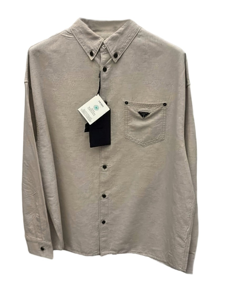 Prada Textured Cotton-Linen Short-Sleeve Shirt
