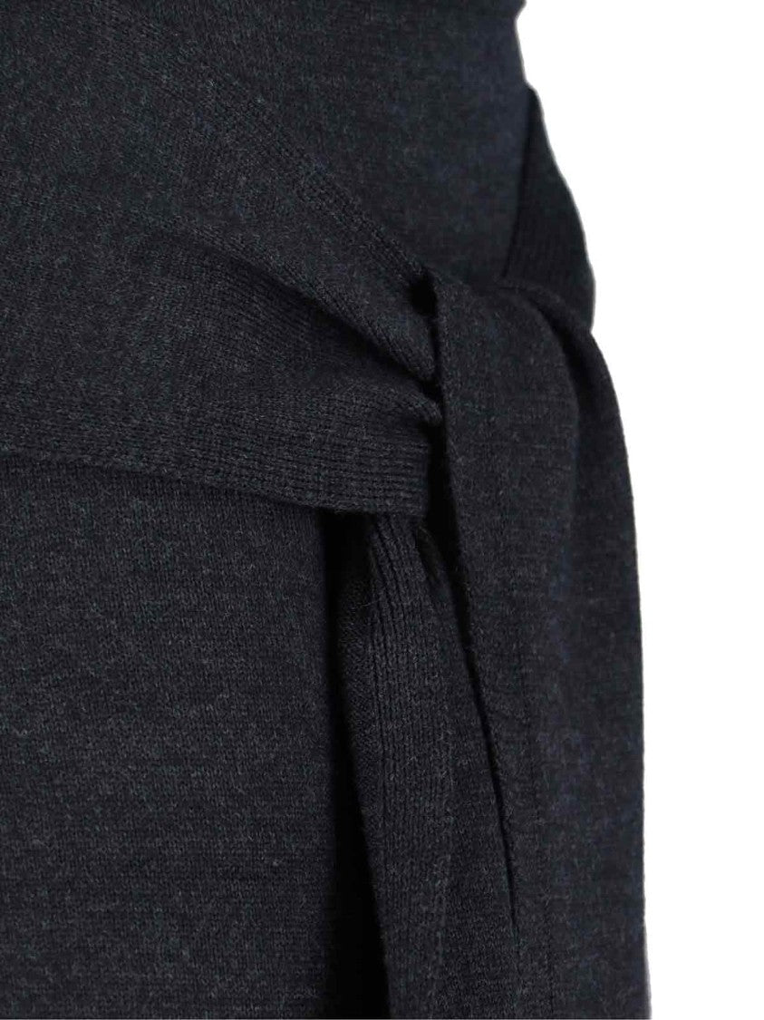 Lemaire Grey Layered Bow Detail Midi Skirt