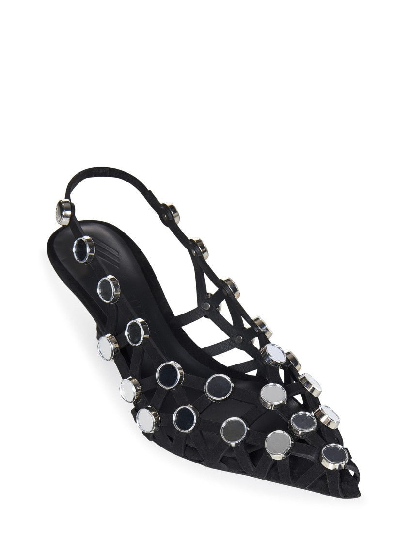 The Attico Black Suede Slingback Pumps