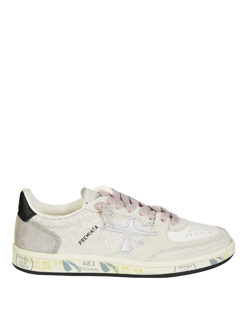 Premiata Low-Top Off-White Sneakers With Textured Accents
