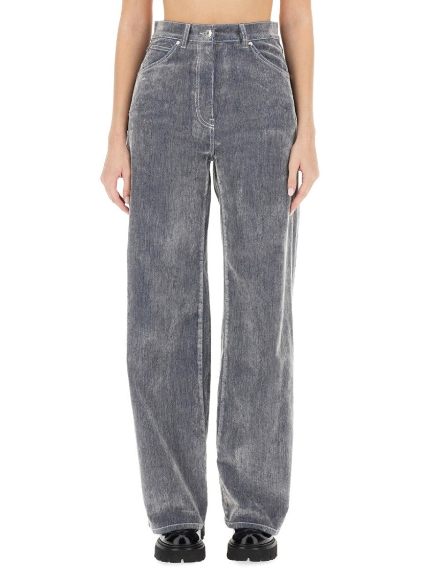 Msgm High-Waisted Wide-Leg Denim Pants With Classic Five-Pocket Design