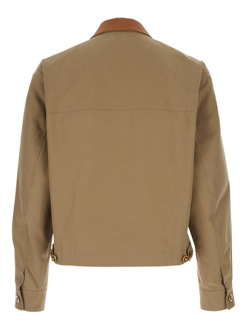 Versace Beige Silk And Nylon Zip Jacket