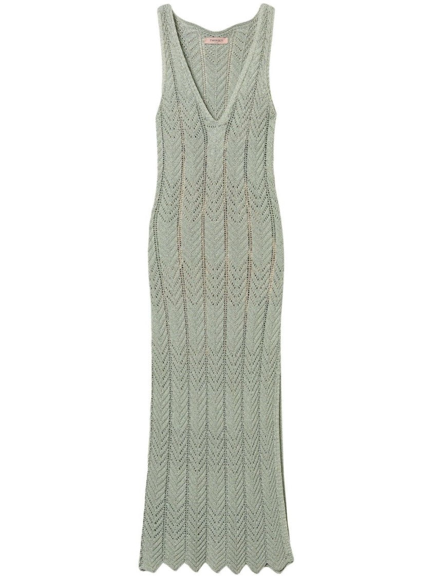 Twin-Set Vibrant Green Twin-Set Maxi Dress