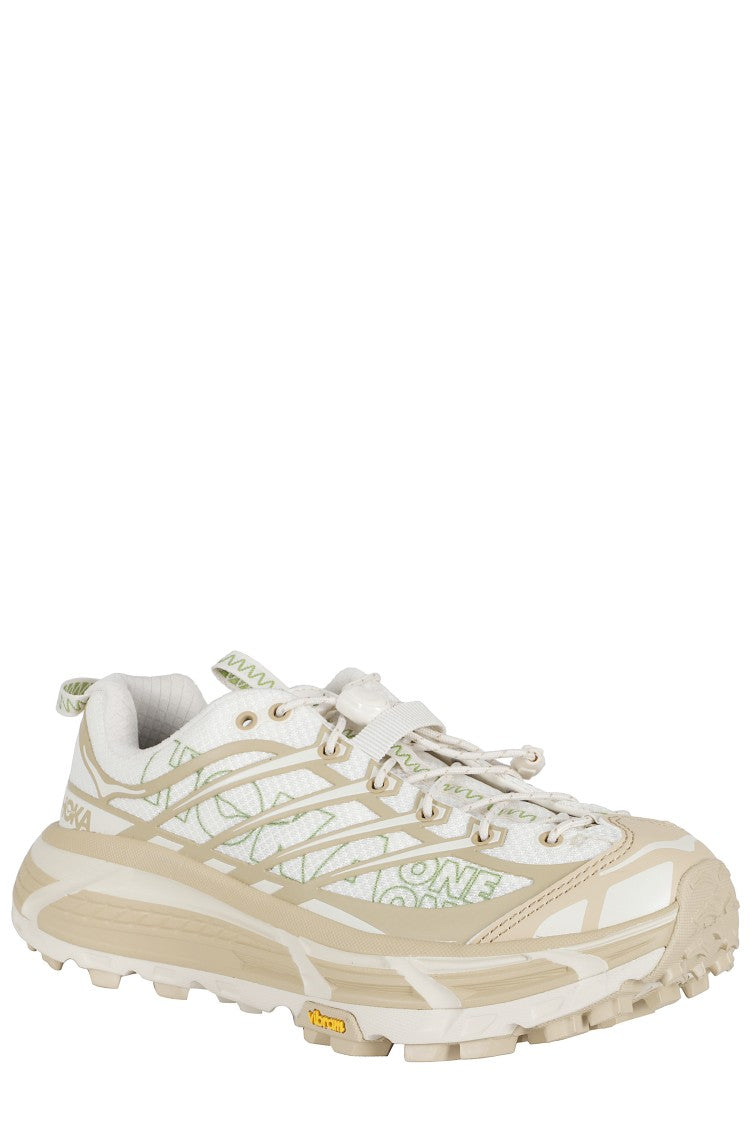 Hoka Beige White U Mafate Three2 Wordmark Mesh Rubber Sneakers