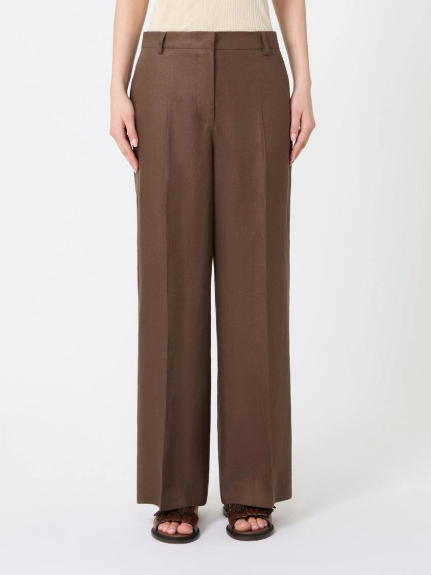 Max Mara Wide-Leg Trousers With High Waist And Textured Finish