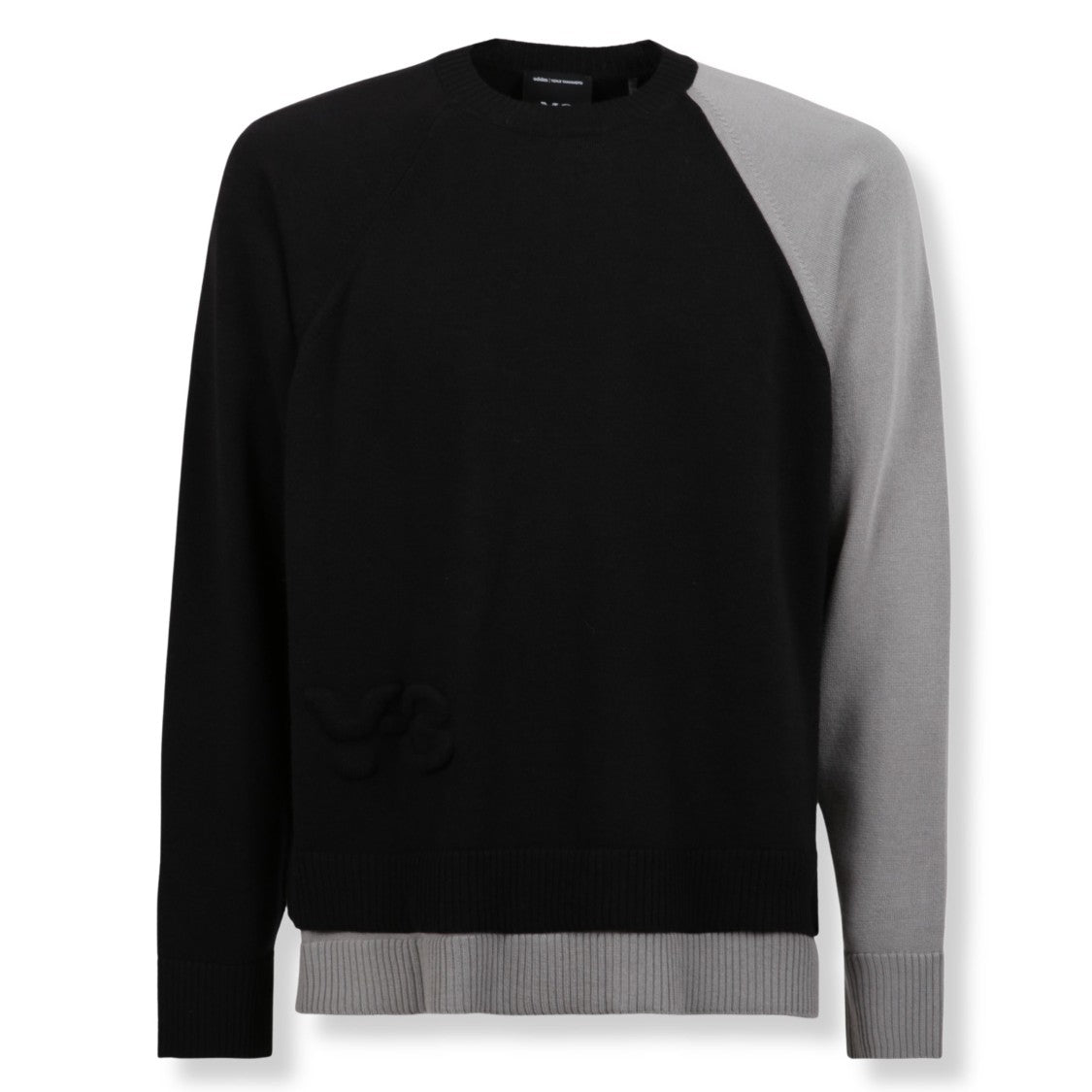 Y-3 U Logo Crewneck Knit Sweater With Textured Finish