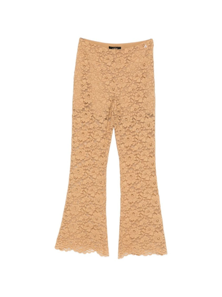 Twin-Set Dark Safari Floral Lace Flared Pants