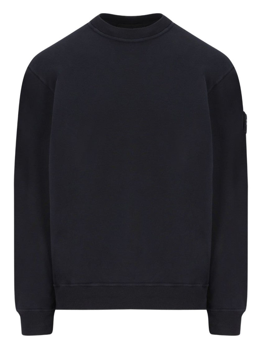 Stone Island Crewneck Sweatshirt In Stretch Organic Cotton Blend With Logo Badge