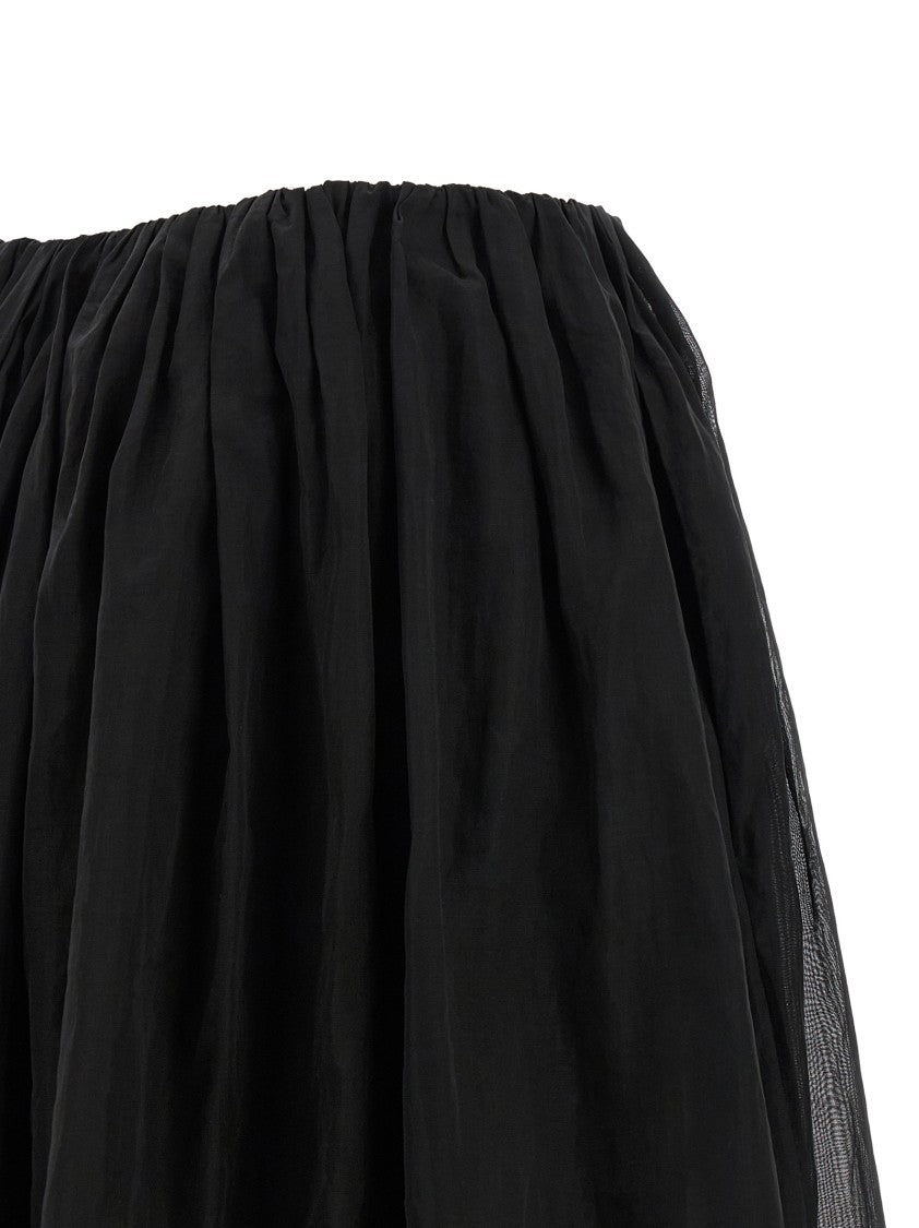 Brunello Cucinelli Long Skirt In Semi-Transparent Cotton Organza