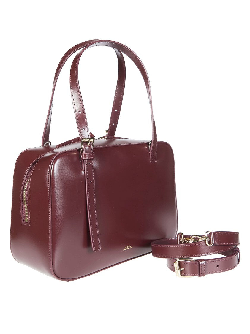 A.P.C. Burgundy Sac Virginie Box Polished Shoulder Bag
