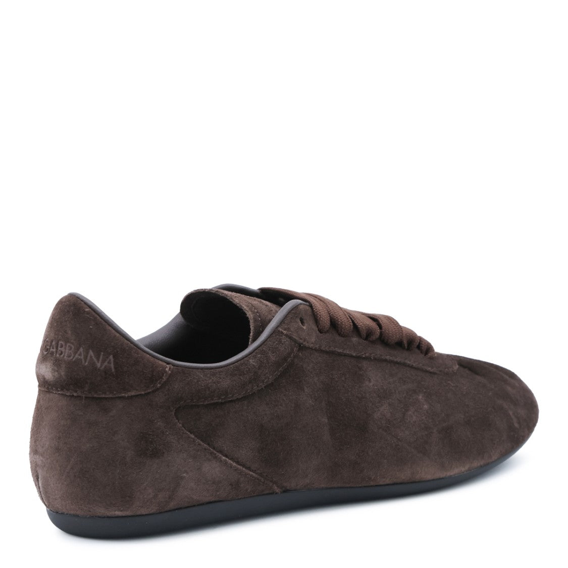 Dolce & Gabbana Brown Leather Sneakers With Ruched Detailing