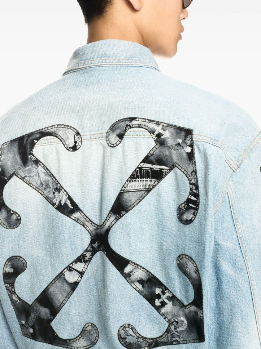 Off-White Light Blue Cotton Fresco Shirt With Flap Pockets