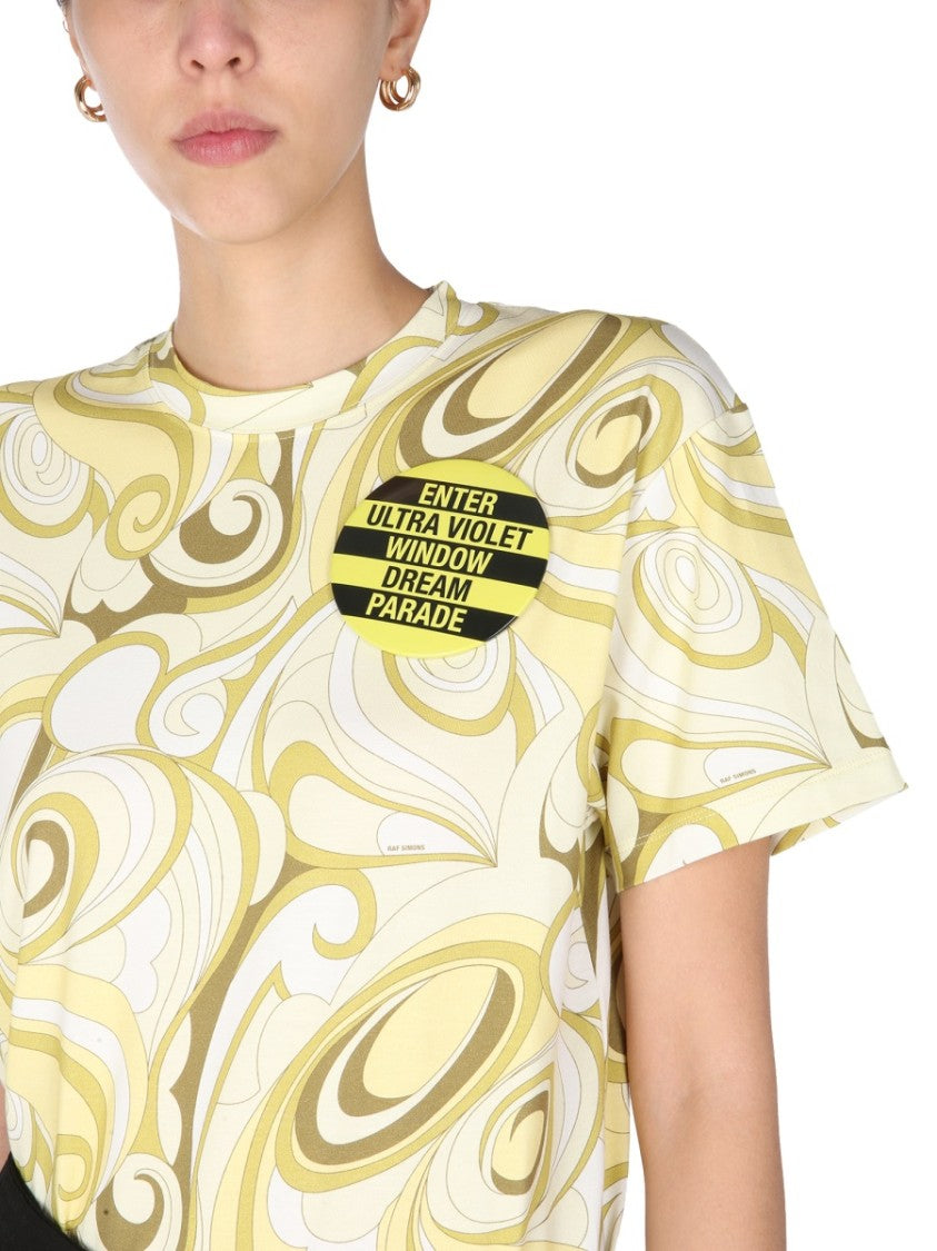 Raf Simons Hippie-Inspired Allover Pattern Crew Neck T-Shirt