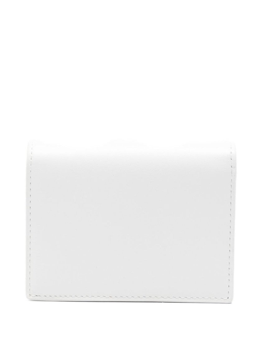 Diesel Rectangular White Leather Wallet With Metallic Emblem