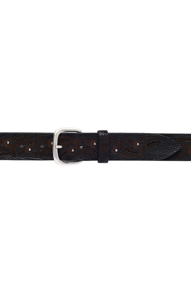 Orciani Lasered Leather Belt With Studs