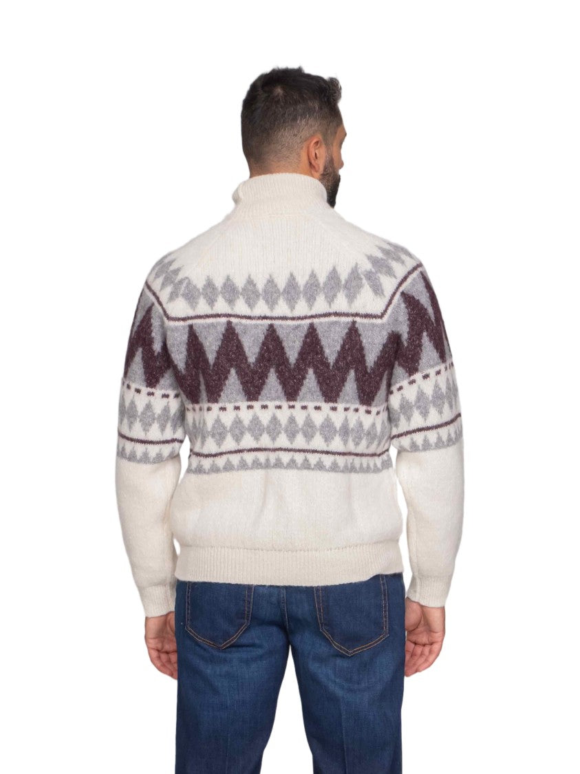 Peserico Geometric Pattern Knit Sweater With High Turtleneck