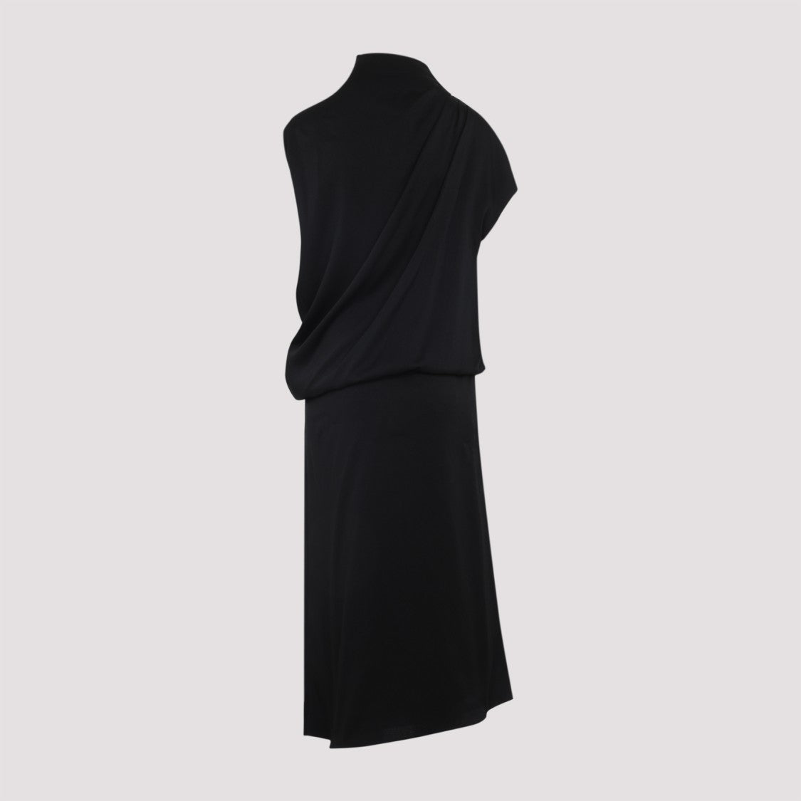 Fabiana Filippi Draped Black Dress With High Neckline And Asymmetrical Design