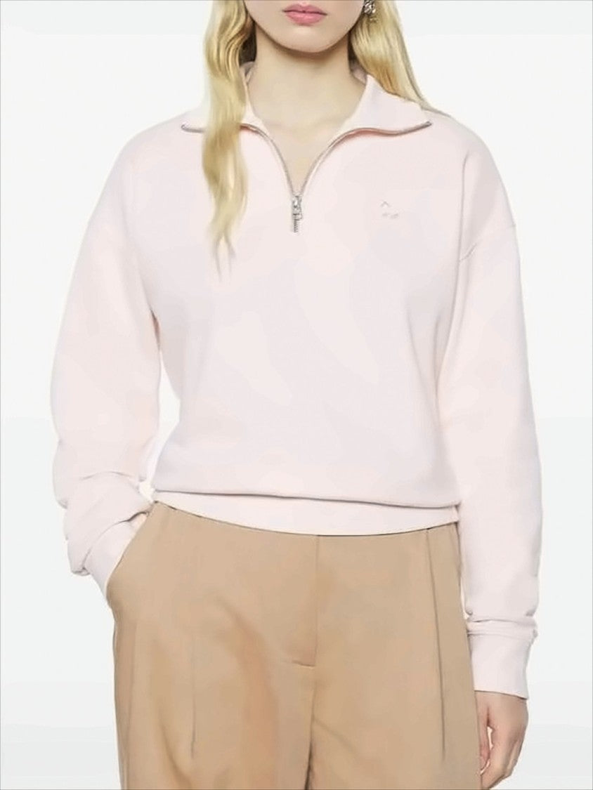 Maison Kitsuné Light Pink Half-Zip Turtleneck With Embroidered Logo