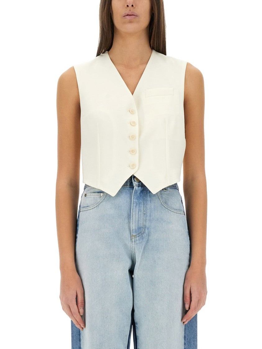 Stella Mccartney Tailored Short Vest With Deep V-Neckline