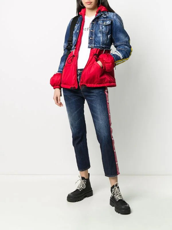 Dsquared2 Logo Tape Cropped Denim Jeans