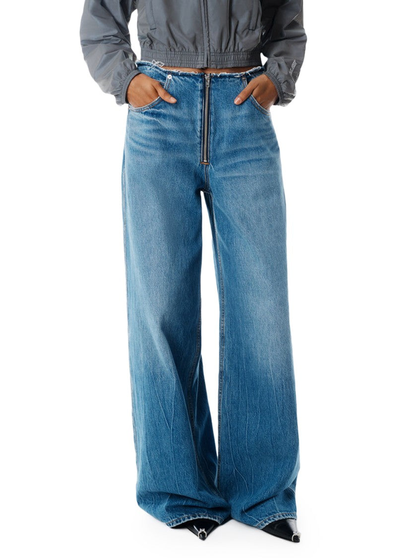 Alexander Wang Low-Rise Wide-Leg Denim Trousers With Exposed Zipper Detail