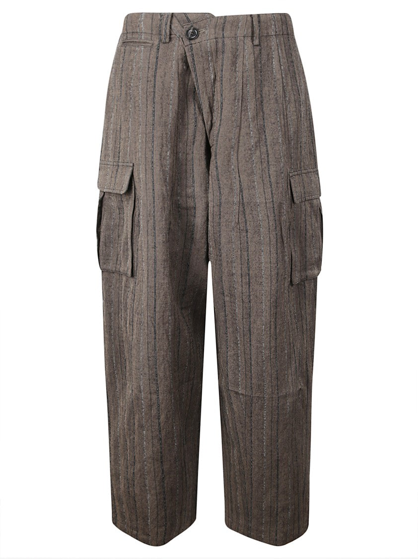 Dawei Pinstripe Cotton Blend Trousers
