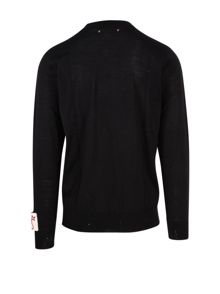 Golden Goose Crew Neck Knit Sweater In Fine Merino Wool
