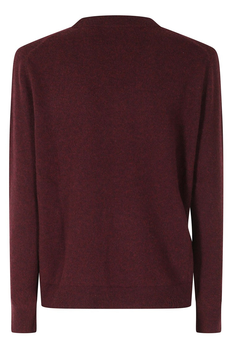 Kujten Lita Burgundy Long-Sleeve V-Neck Cashmere Sweater