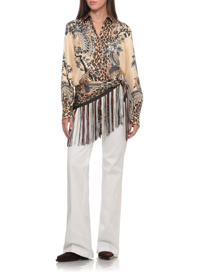 Etro Intricate Print Silk Shirt With Classic Collar