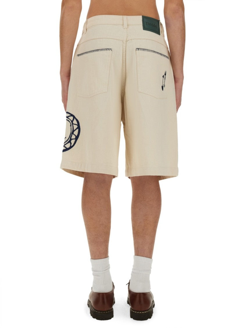 Drôle De Monsieur Relaxed Fit Cotton Bermuda Shorts