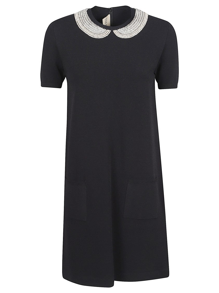valentino black dress with white collar RED Valentino Black Lace Collar Shift Dress RED Valentino