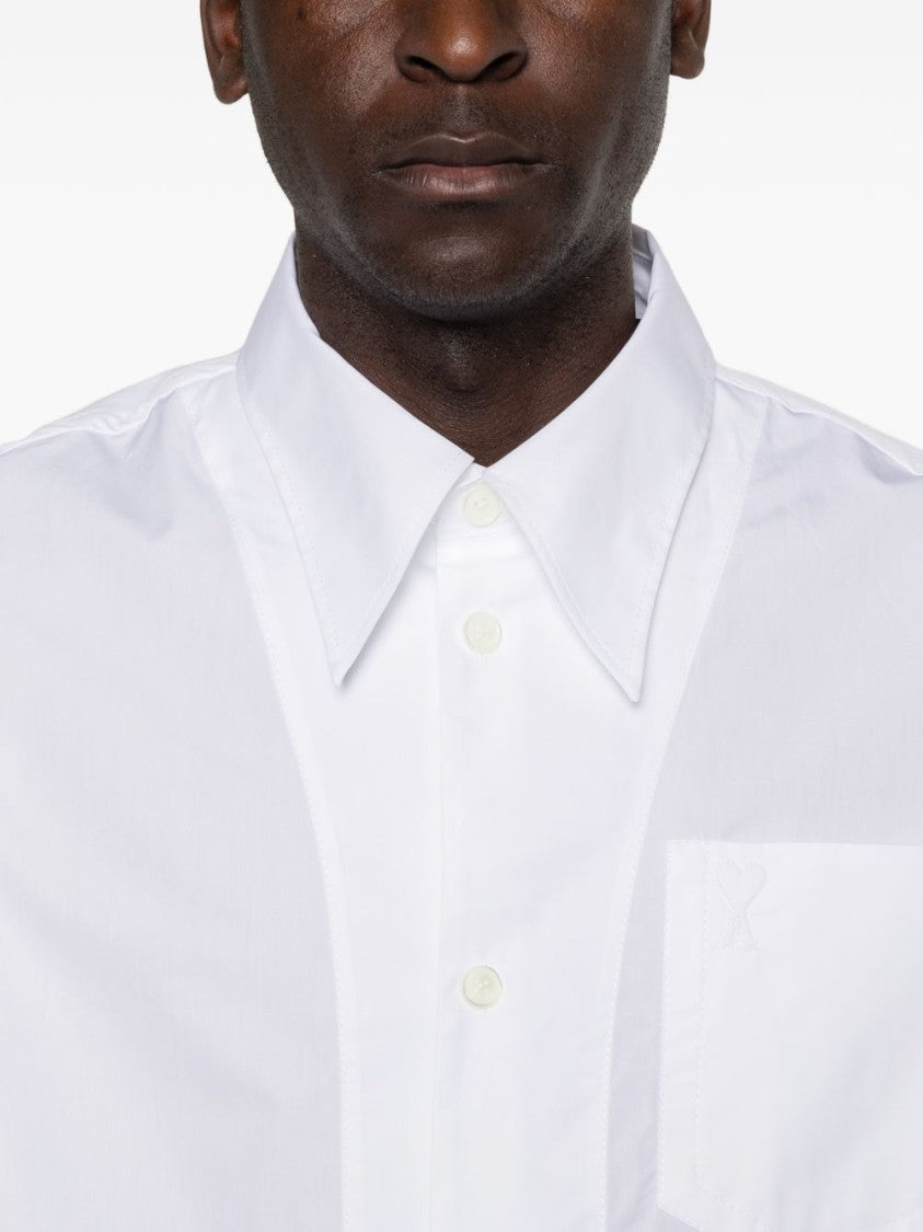Ami Paris White Chest Pocket Short Sleeve Shirt