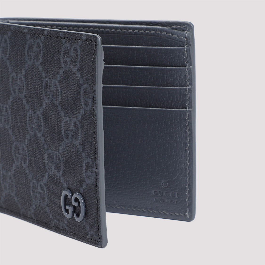 Gucci Black Steel Gg Supreme Textile Wallet