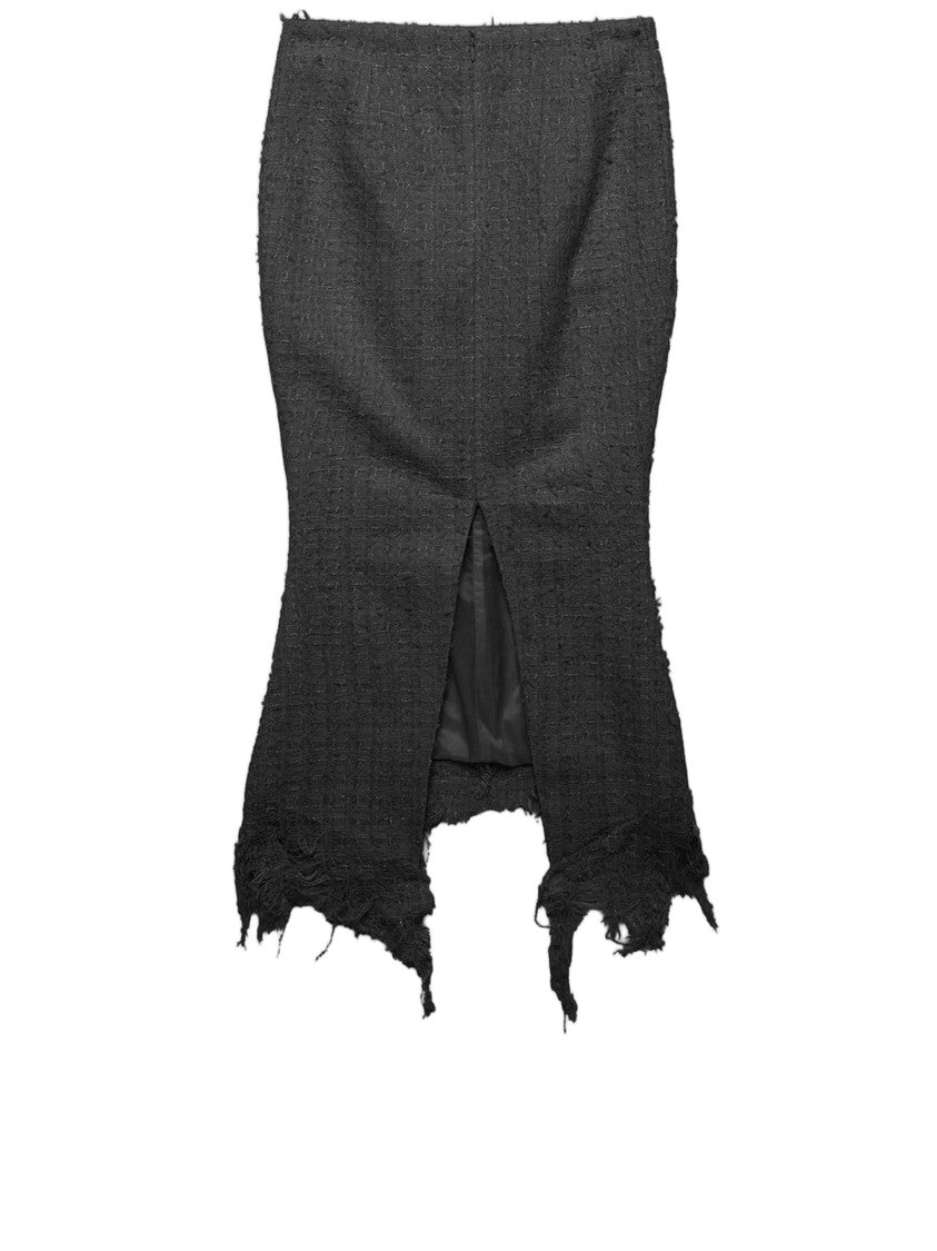 Matieres Fecales Black Fringed Cotton-Blend Skirt