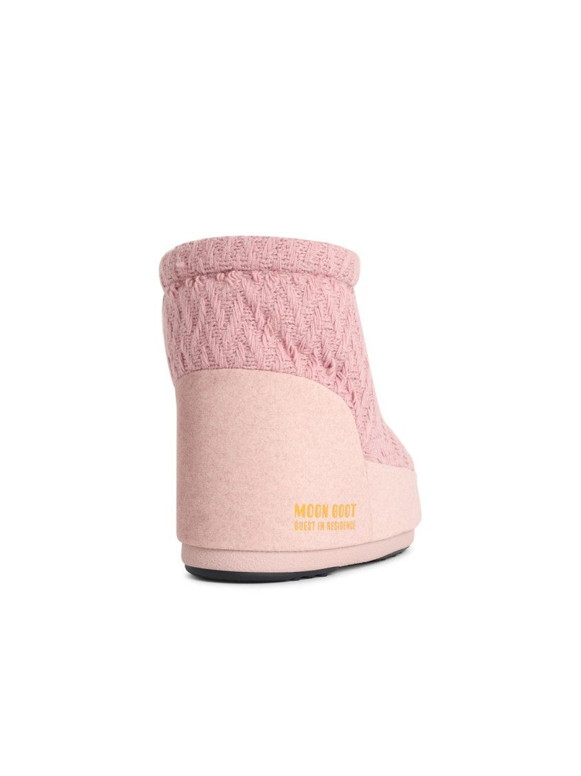 Moon Boot 'Icon Low Nolace Knit' Pink Fabric Boots