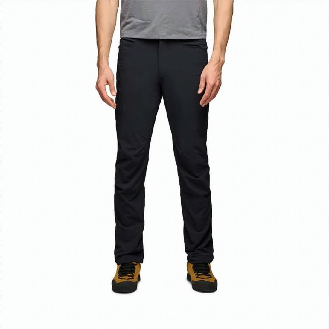 Black Diamond Slim Fit Black Straight Pants With Built-In Belt