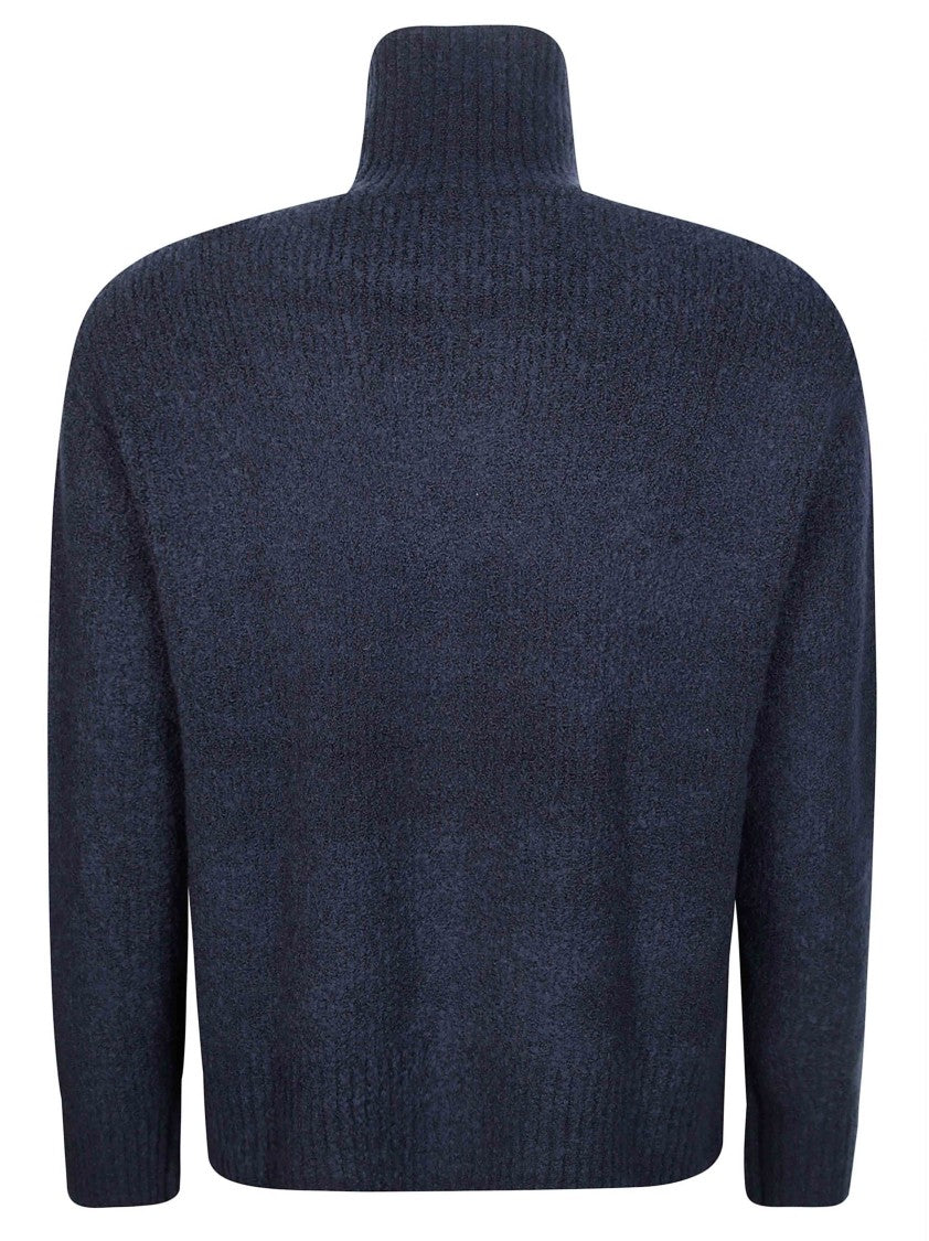 Paolo Pecora Dark Navy Blue Lupetto Turtleneck Sweater