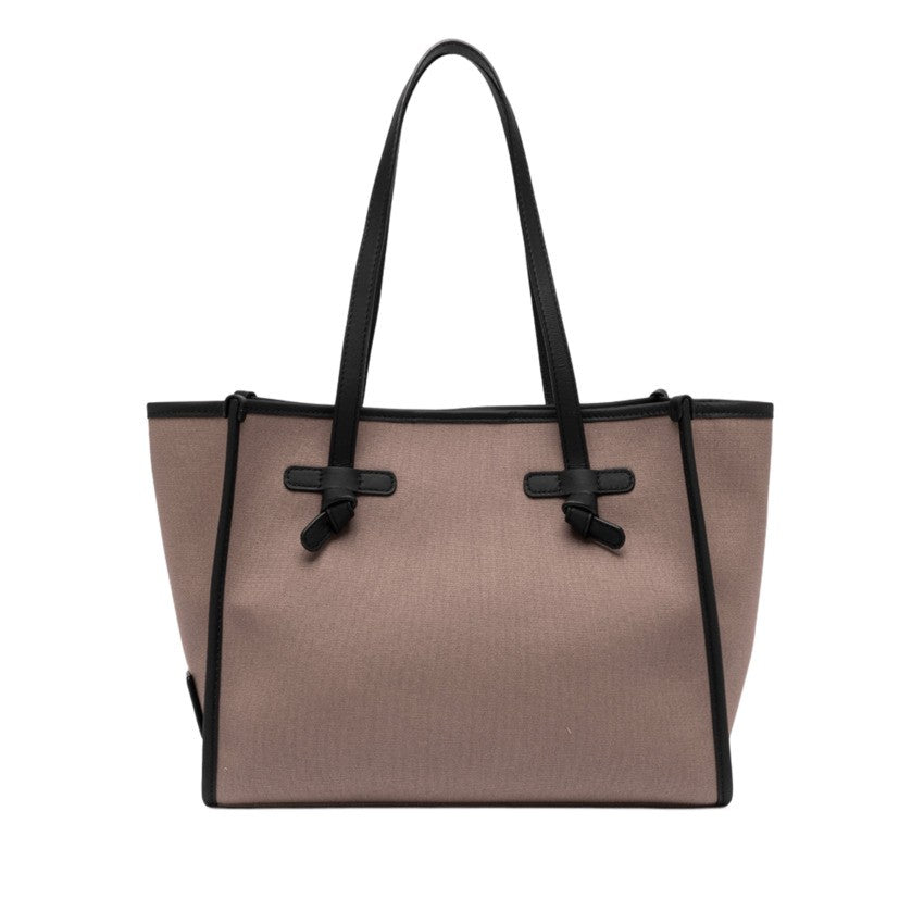 Marcella Structured Canvas Tote Bag With Leather Trims