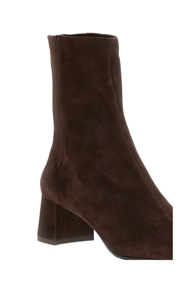 Aquazzura Classic Suede Leather Booties With Back Zip Closure