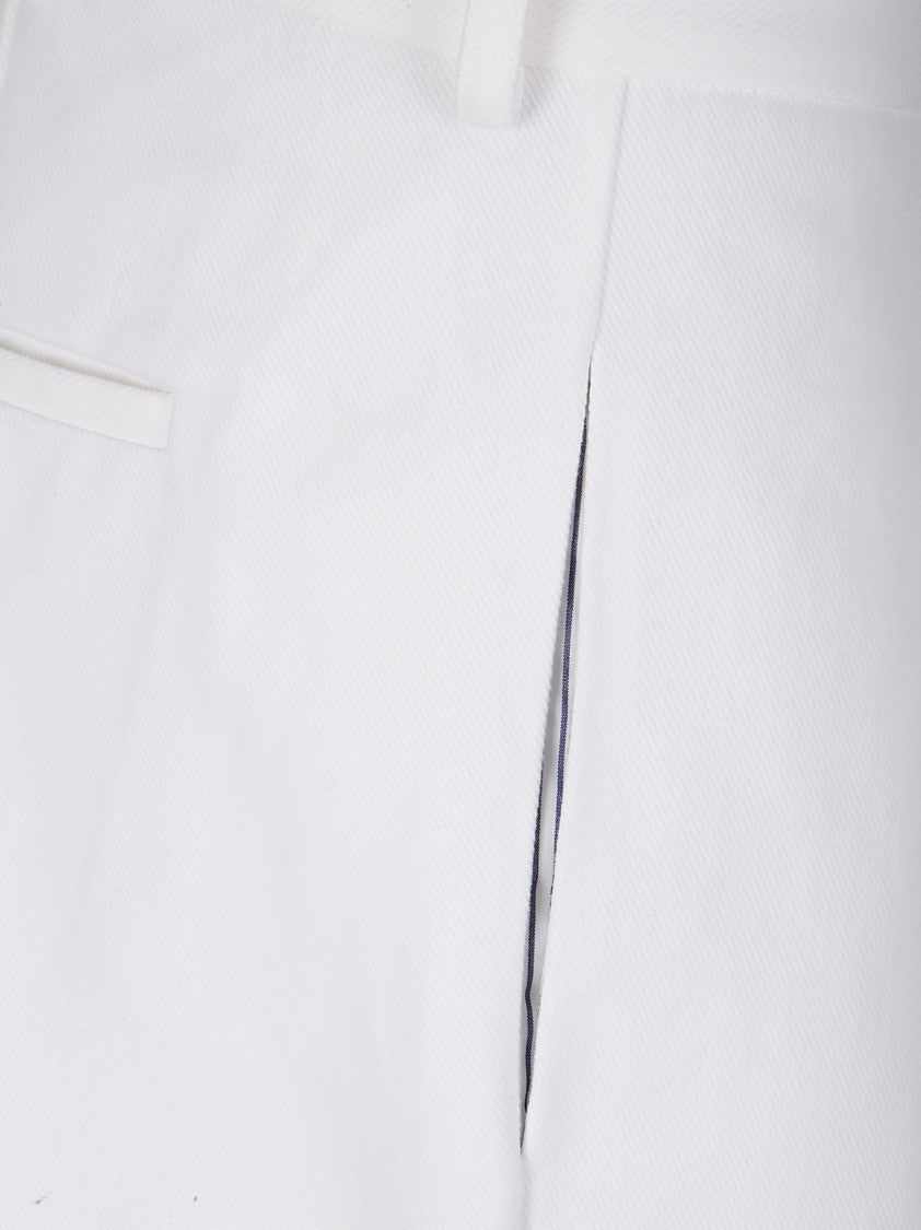 Jejia Tailored White Cotton Pants With Contrast Lining