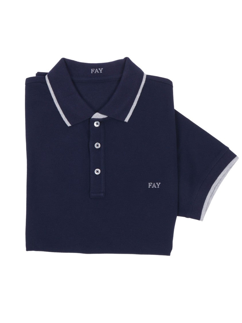 Fay Classic Double Collar Striped Polo Shirt