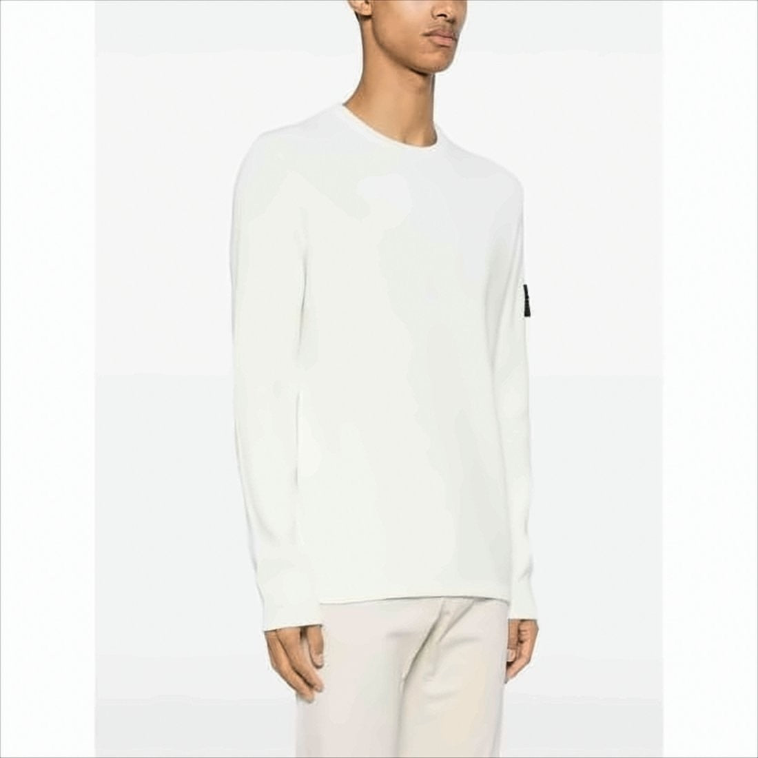 Stone Island Long Sleeve White Cotton Sweater