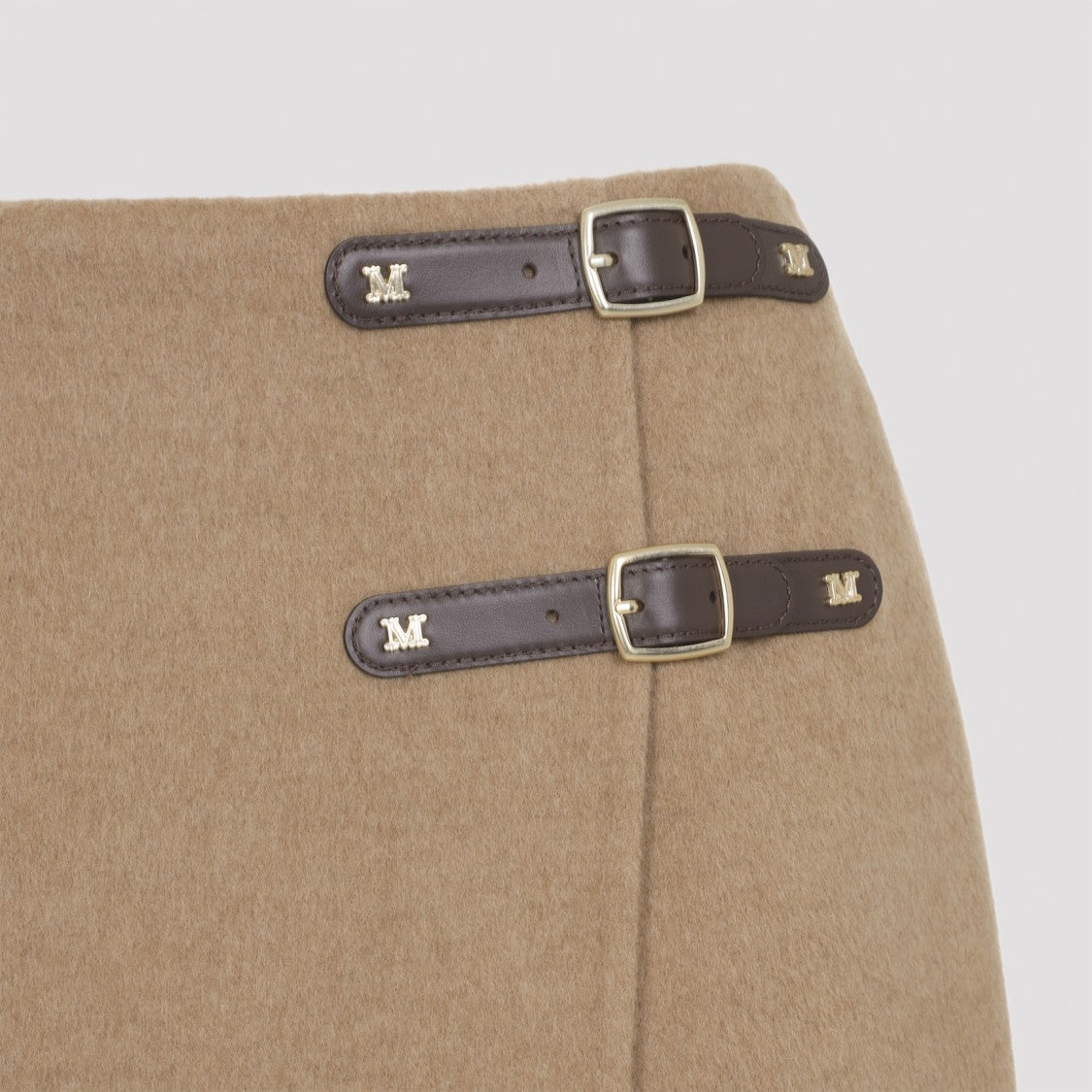 Max Mara Knee-Length Camel Wool Midi Skirt