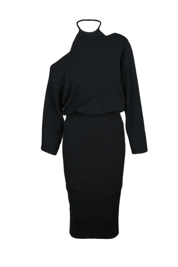 Mo5ch1no Jeans Jeans Long Asymmetric Jersey Dress - Black