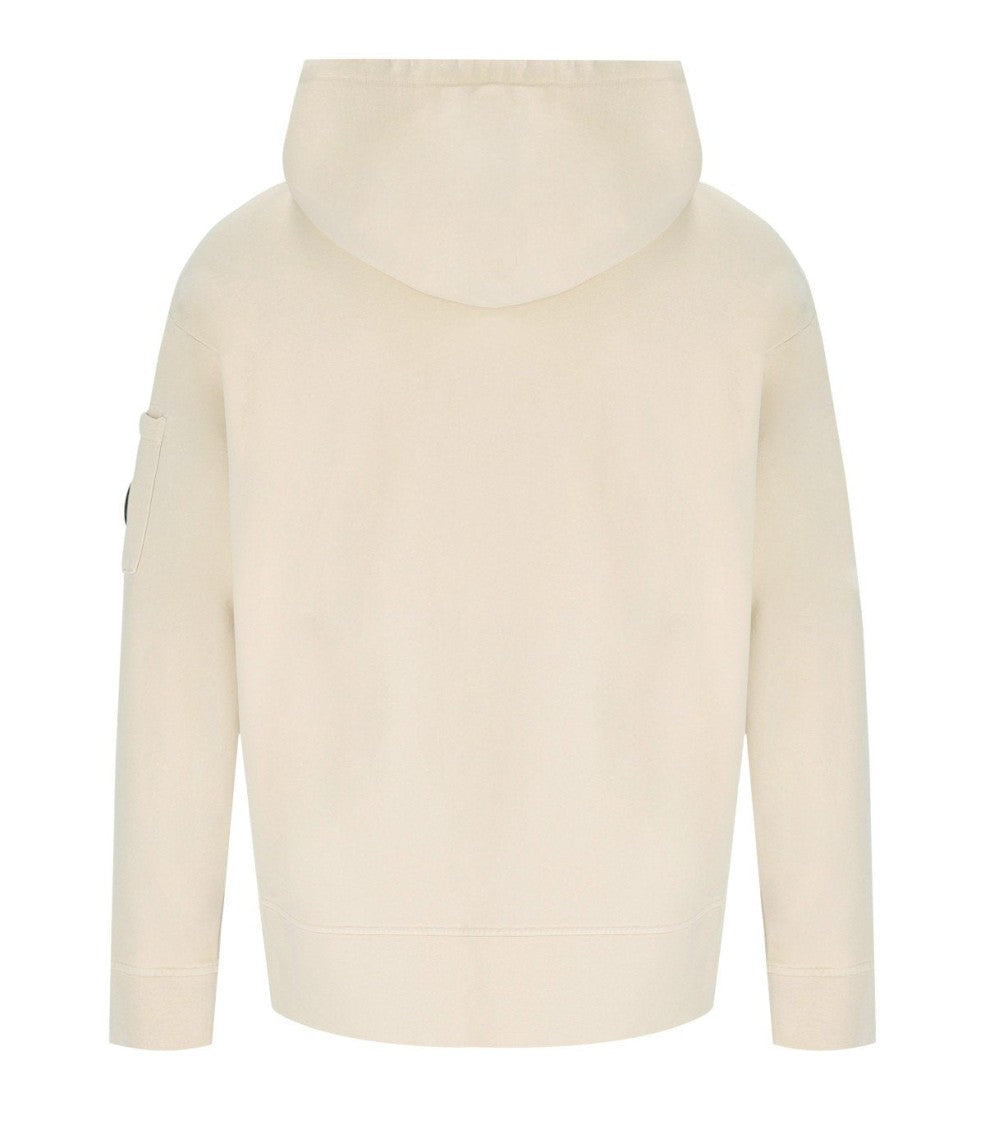 C.P. Company Diagonal Fleece Boxy Cream Hoodie