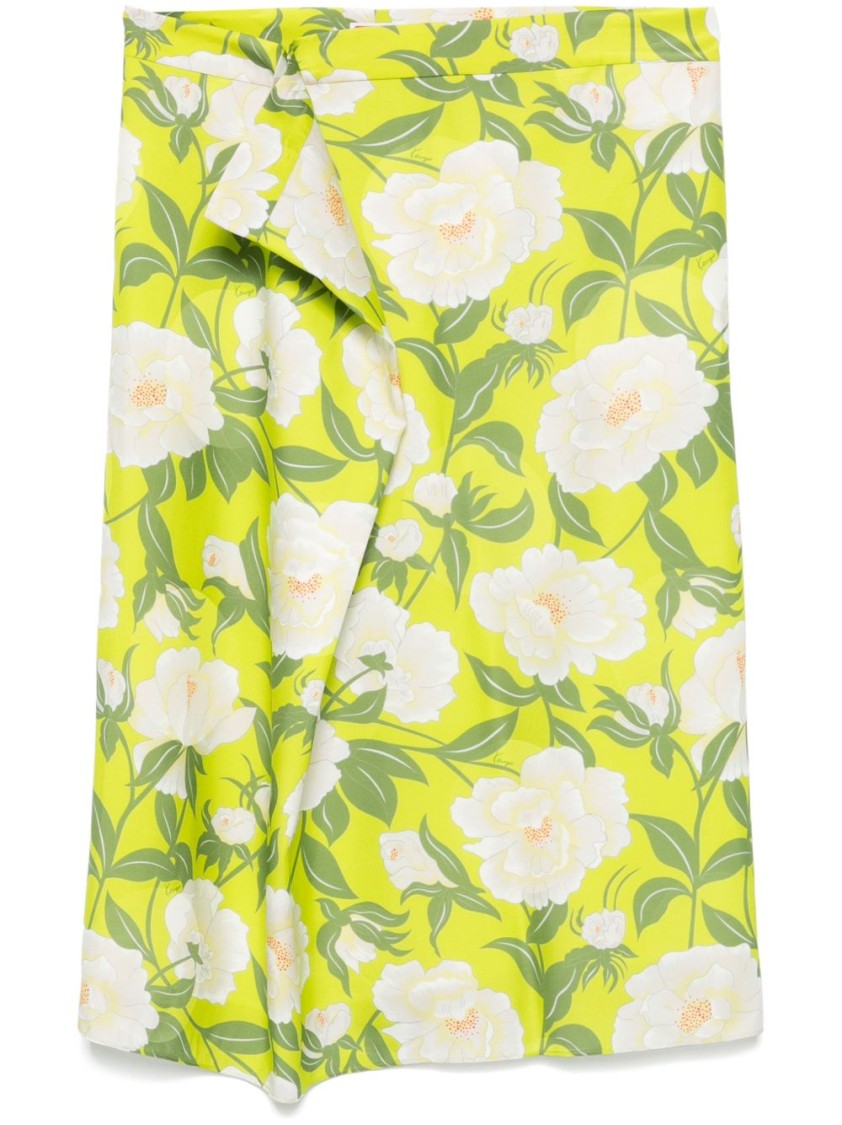 Kenzo Fluorescent Green Floral Skirt