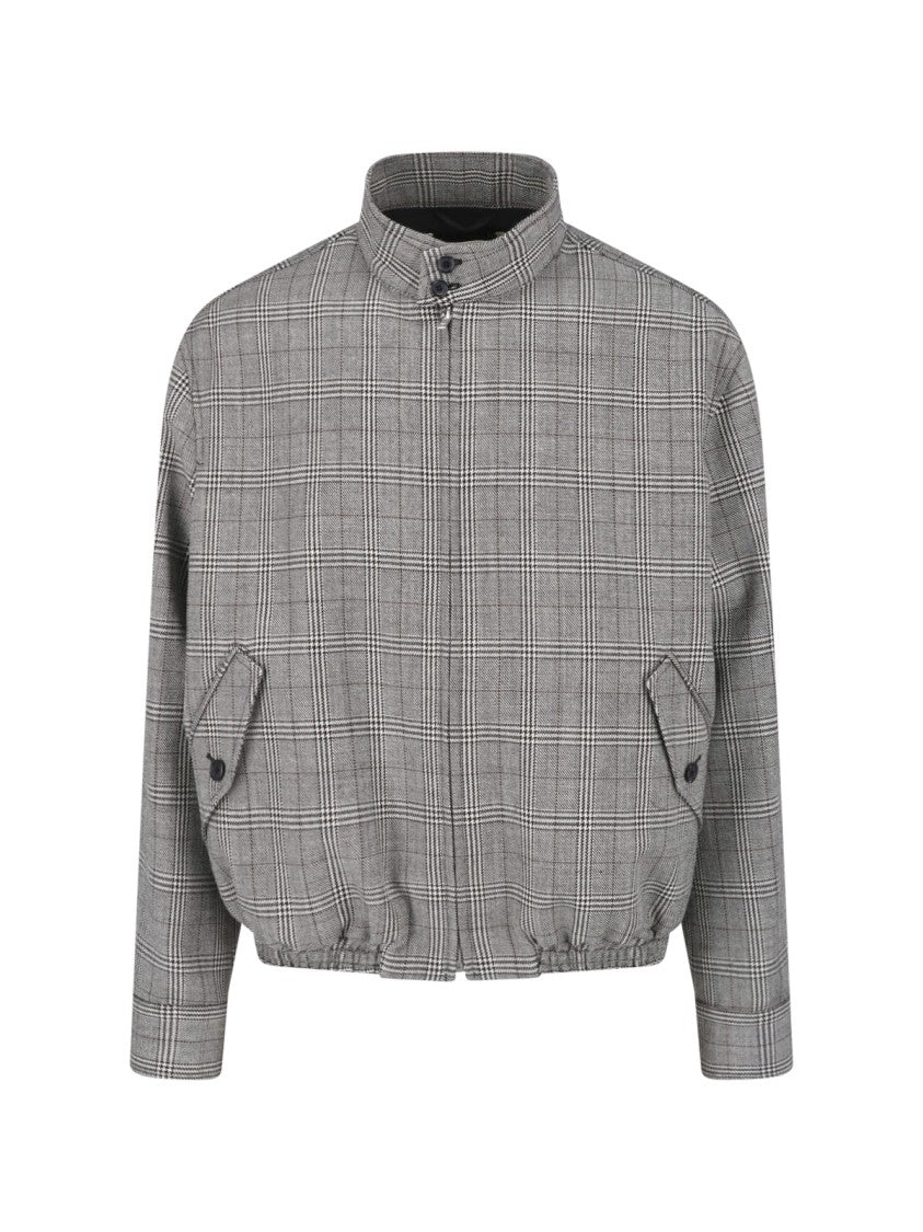 Marni Cropped Checkered Virgin Wool Jacket With Stand Collar
