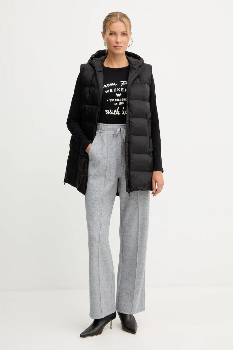 Max Mara Quilted Black Padded Gilet With Hood
