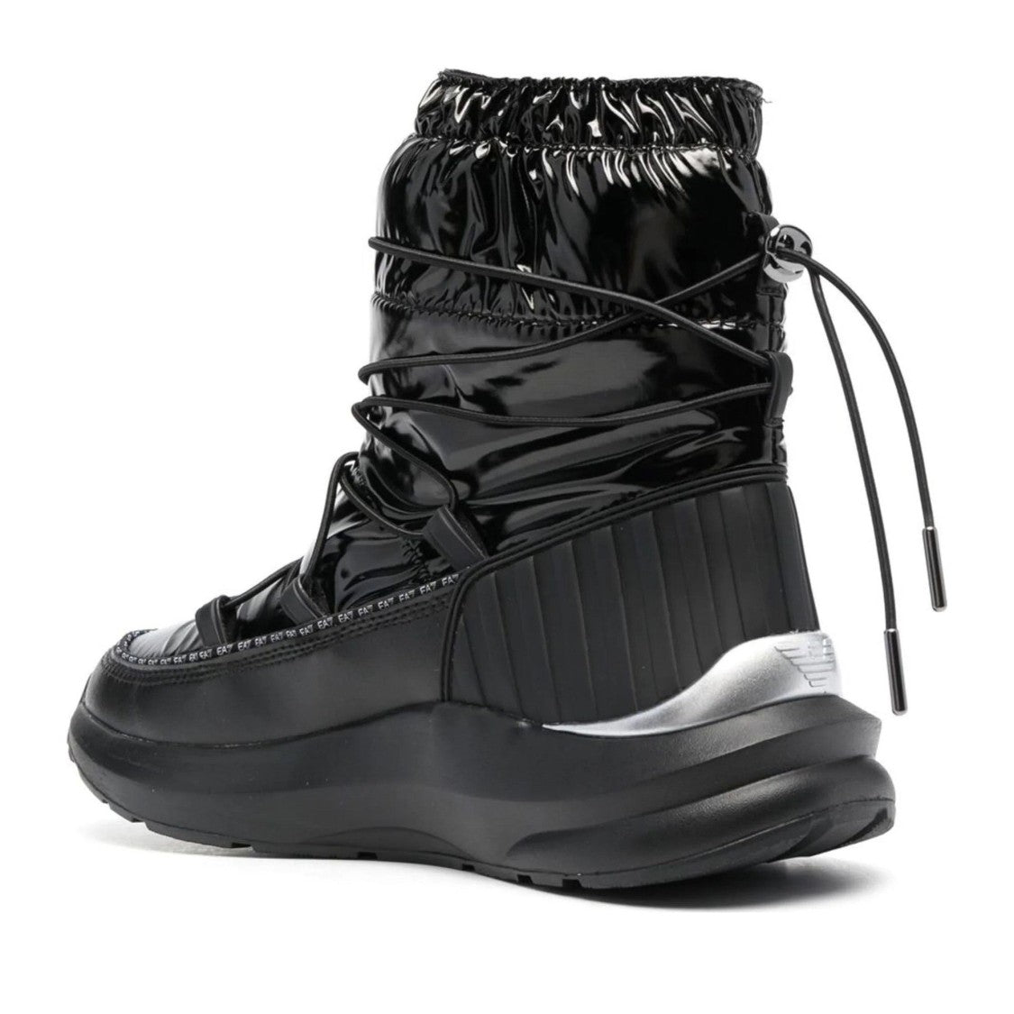 Ea7 Emporio Armani Black Mountain Cross Padded Ruched Ankle Boots