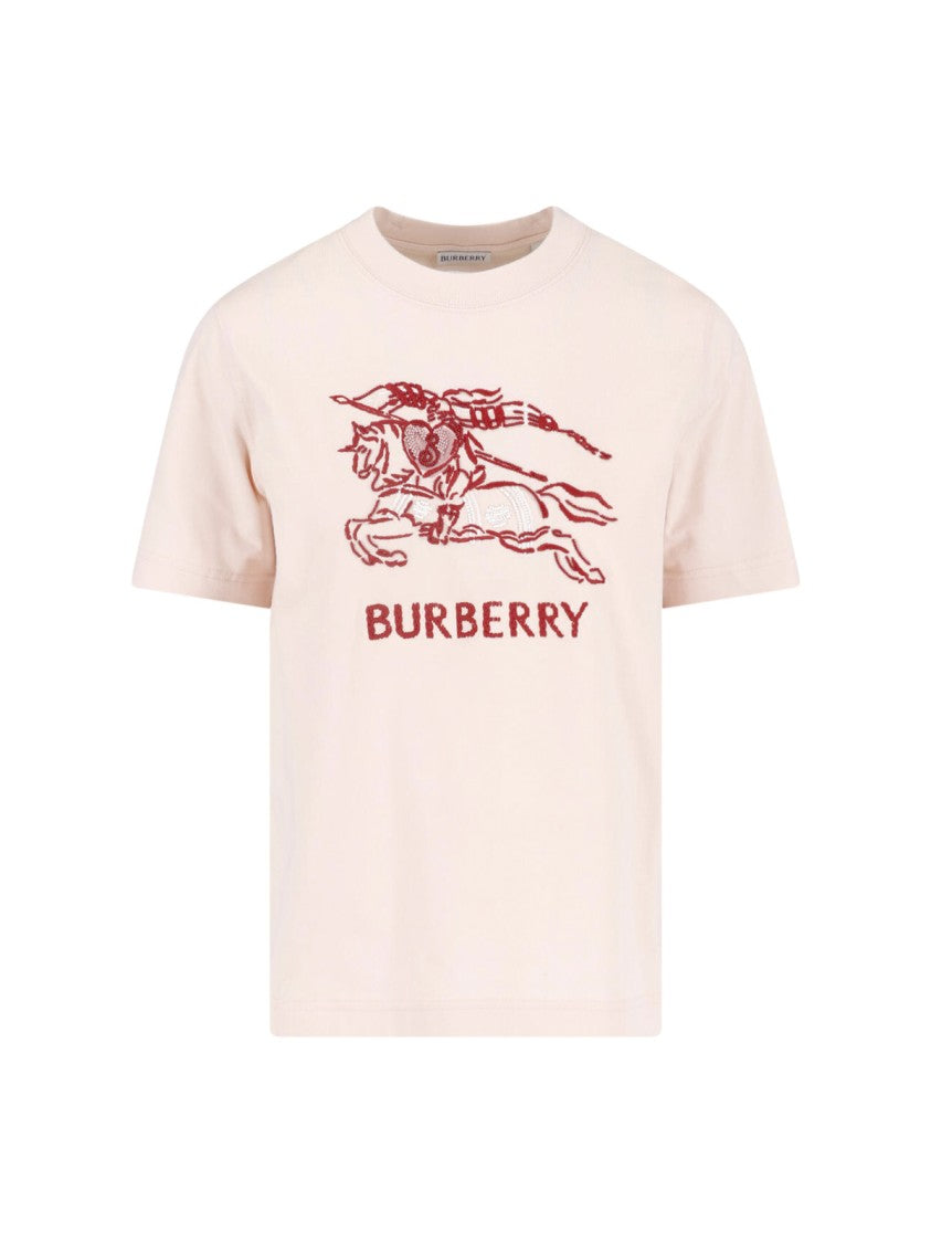 Burberry Pink Ekd Printed Logo Cotton T-Shirt